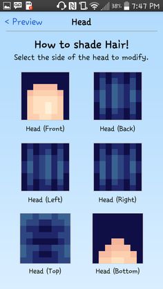 an iphone screen showing how to shade hair in different shades and sizes, with the text below