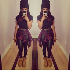 dripppin-swagu: crackvibes: x http://dripppin-swagu.tumblr.com Concert Outfit Hip Hop, Outfit Hip Hop, Taking A Selfie, Red Flannel, Wearing Black, Concert Outfit, A Woman, Hip Hop, Leggings