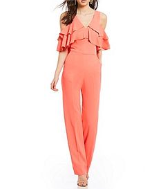 Trina Turk Josephine Tiered Ruffle Crepe Cold Shoulder Jumpsuit Cold Shoulder Jumpsuit, Jumpsuits And Rompers, Printed Rompers, Trina Turk, Dillard's, Wide Leg Jumpsuit, Latest Styles, Jumpsuits For Women, Cold Shoulder