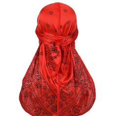 Material: Polyester, SilkSize: One Size Fits All Durag Outfit, Red Durag, Turban Mode, Mode Turban, Silk Bandana, Bandana Styles, Pirate Hats, Turban Style, Cap Men