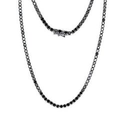 ad eBay - 15Ct Lab-Treated Black Diamond Mens Tennis Necklace 18" 10K White Gold - Buy Now, click the link (eBay)