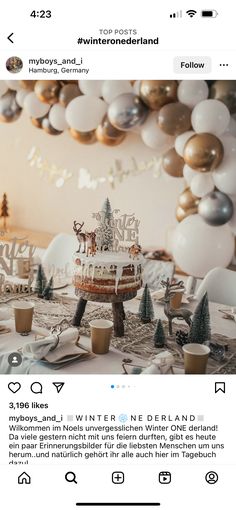 an image of a table set up for a winter wonderland party