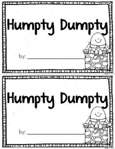 two humpty dumpty bookmarks with black and white writing