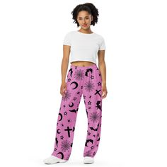 Get the comfort of pajamas in this stylish pair of wide-leg pants. With the adjustable waist and stretchy fabric, it's like your favorite sweatpants but better. * Relaxed unisex fit * Practical side pockets * Elastic waistband with a white drawstring * Can be worn on the waist or on the hips * Premium knit mid-weight jersey fabric * 95% polyester, 5% elastane (fabric composition may vary by 1%) * Fabric weight: 6.19 oz/yd2 (210 g/m2) (weight may vary by 5%) Sleep Pants With Pockets And Wide Leg, Wide Leg Sleep Pants With Pockets, Cotton Wide Leg Sleepwear, Cotton Wide-leg Pants For Pajama Party, Pink Wide Leg Sweatpants For Lounging, Comfortable Wide Leg Pants For Pajama Party, Relaxed Fit Wide Leg Sleepwear For Pajama Party, Casual Wide-leg Sleep Pants, Casual Wide Leg Pants For Pajama Party