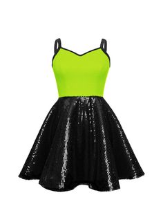 This Super Techno Bodice/Black Sequin Show Choir Dress features a sweetheart neckline bodice with a fully lined, all-over black sequin circle skirt and comes with black attached spandex briefs. Bra foam liner supports neckline and creates beautiful shape. Show Choir Dress Features Choose PrePaks & Save 30% Youth 10C-14C and Adult Plus (3XL-7XL) always available upon request! Special colors available upon request Black sequin circle skirt fully lined Sweetheart Neckline Step-in, no zipper Bra foa Green Fitted Dress With Boned Bodice, Fitted Green Dress With Boned Bodice, Spring Costume Party Dress With Sweetheart Neckline, Spring Sweetheart Neckline Dress For Costume Party, Black Fitted Dress With Contrast Sequin, Sweetheart Neckline Dress For Costume Party, Costume Party Dress With Lined Fitted Bodice, Fitted Bodice Dress For Costume Party, Dresses With Fitted Bodice For Costume Parties