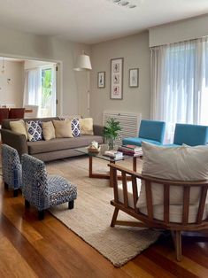 the living room is clean and ready for guests to come home with their belongings in