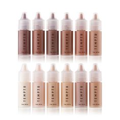 Set Includes: S/B Foundation in Porcelain 001, Blush Ivory 002, Ivory 003, Sand 004, Pure Beige 005, Toffee, 006, Golden Honey 007, Clay 008, Natural Mocha 009, Cappuccino 010, Dark Cocoa 011 and Espresso 012 (0.25 oz.) Our iconic formula and pro favorite, S/B Foundation is the gold standard in silicone-based airbrush makeup featuring a soft-focus, skin-perfecting finish. This formula provides a natural, healthy glow to the skin with sheer to full, buildable coverage that lasts all day. Designed Teen Vanity, V Outfit, Airbrush Makeup Kit, Makeup Favs, Makeup Aesthetics, Goddess Makeup, Long Wear Makeup, Trending Aesthetic, Airbrush Foundation