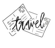 the word travel written in cursive ink on top of a piece of paper