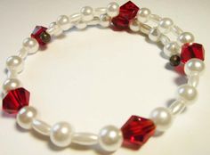 These are beaded memory wire spring bracelets. They are adjustable to larger wrists when needed. The ends are capped with beads to assist in not "catching" on clothing. these are made from beads, pearls, crystals and more: XBR24: White pearl beads, white pearl oats with deep ruby red glass crystals XBR32: White pearl beads, white pearl oats, sapphire blue glass crystals XBR16: Sparkling black glass crystals and beads in various sizes and styles XBR29: Lavender pearled beads with sparkling lavender glass metallic crystal beads XBR25: Dark purple beads with lavender glass crystals XBR33: Goldstone beads with beige pearled beads and gold seed beads XBR14: Small dainty black glass beads with metallic gold seed beads XBR21: White pearl beads, white pearl oats and black glass crystal beads Due t Adjustable Round Bead Pearl Bracelet As Gift, Adjustable Round Beads Pearl Bracelet As A Gift, Adjustable Round Pearl Bracelet As Gift, Adjustable Pearl Bangle Bracelet Gift, Adjustable Bangle Pearl Bracelet Gift, Adjustable Stackable Pearl Bracelet With Round Beads, Stackable Adjustable Pearl Bracelet With Round Beads, Adjustable Bracelets With Spacer Beads For Gift, Adjustable Pearl Jewelry For Gifts