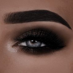 Makeup Ideas For Maid Of Honor, Prom Makeup Smokey Eye Black, Maid Halloween Makeup, Heavy Smokey Eye Makeup, Heavy Black Eye Makeup, Masquerade Ball Makeup Eye Make Up, Dark Makeup Blue Eyes, Dark Makeup For Blue Eyes, Prom Makeup For Blue Eyes Black Dress