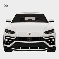 the front end of a white sports car