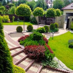 a garden with steps leading up to it