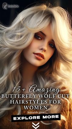 Explore our gallery of 15+ Wolf and Butterfly Cut Mix Hairstyles – a unique fusion of edgy and elegant. Click now to find your perfect, transformative style! Butterfly Wolf Cut Hair, Very Wavy Hair, Wolf And Butterfly, Mix Hairstyles, Farrah Fawcett Style, Wolf Cut Hair Long, Edgy Blonde Hair