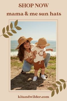 Matching Sun Hats for Mama and Me in Tan from Kit & Wilder. Your new favorite way to match your kids, matching straw sun hats. These are foldable and lightweight, great for packing on vacation or in your bag for a day at the beach. These neutral toddler and kid hats will match with everything but we pair them with many of our earth toned sets. The perfect mother's day gift for yourself to match with your babies without sacrificing that boho and hippie style. Shop our other colors too! Mama And Mini, 5 Kids, Spring Baby, Hat Set, Mother And Daughter