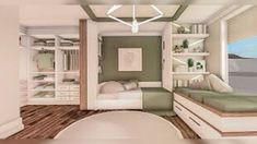 Bloxburg Bedroom Ideas, Bloxburg Interior, Sage Green Bedroom, Simple Bedroom Design, Tiny House Layout