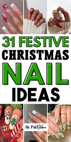 Holidays Nail Designs, Xmas Coffin Acrylic Nails, Unique Christmas Nails Acrylic, Xmas Nails Red And Green, Christmas Nail Designs Dip Powder, Holiday Nail Art Designs, Gel Nail Christmas Designs, Grinch Theme Nails, Red White And Green Nails