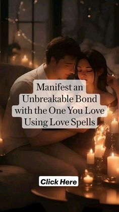 a man and woman sitting next to each other in front of candles with the caption,