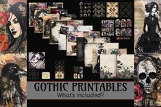 gothic printables are featured in this collage