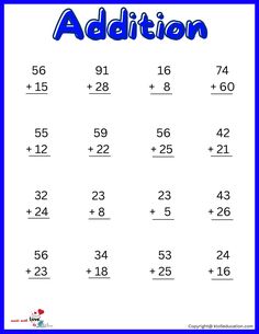 Printable Addition Worksheet 2nd Grade | FREE Download Subtracting Negative Integers, Negative Integers, Integers Worksheet, Fun Worksheets For Kids, Math Addition Worksheets, Addition Practice, Addition Worksheets