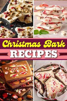 christmas bark recipe collage with text overlay