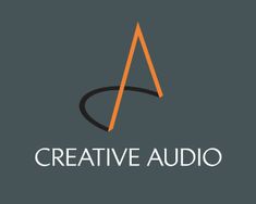 a logo for a creative audio studio with an orange and black triangle on the bottom