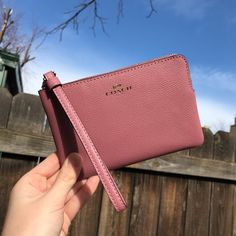 Pink Coach Wristlet - Brand New With Tags! The Color On This Wallet Is Absolutely Gorgeous! And With Its Slender Design, It’s Easy To Bring Along Anywhere! Mauve / Leather / Coach / Purse / Nwt / Blush / Pink / Gold Zipper Everyday Pink Clutch Wallet, Pink Wristlet For Daily Use, Pink Wristlet With Wrist Strap For Daily Use, Everyday Pink Clutch With Zipper Pouch, Pink Pouch Wallet For Everyday, Pink Wallet With Wrist Strap For Daily Use, Pink Everyday Clutch With Zipper Closure, Pink Wristlet With Removable Pouch For Everyday Use, Pink Pouch Clutch With Wrist Strap