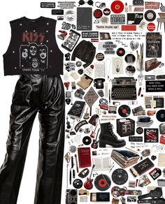 70s Fashion Grunge Punk Rock, Grunge Girl Outfits Punk Rock, Vintage Outfits Rock, Rockstar Ideas Outfit, Punk Rock 80s Outfits, 90s Rock Fashion 1990s, 80 Rockstar Outfit, Rockstar Style Aesthetic, Rock In Roll Outfits