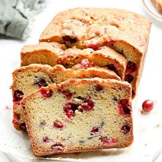 slices of cranberry bread on a plate