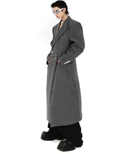 Redefine your outerwear collection with the Double-Breasted Boxy Trench Coat, featuring a distinguished metal buckle closure that sets a statement. Crafted from 100% polyester, this trench coat combines durability with a sleek wool-like appearance. The suit collar adds a touch of professionalism, while the long loose-fitting design ensures a comfortable and contemporary silhouette. Metal decorations and the solid color construction make this item effortlessly versatile and functional for various occasions. Paired with a crisp white shirt and tailored trousers, the coat is ideal for a modern office look or an evening out. Its timeless appeal makes it suitable for a range of social settings, where expressing a confident and independent style is key. Product specifications:Material: 100% Poly Long Coat Design, Denim Jacket With Hoodie, Suit Collar, Crisp White Shirt, Woolen Coat, Coat Design, Tailored Trousers, Denim Pant, Metal Buckles