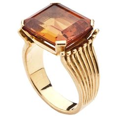 French Retro 18k Gold and Citrine Ring c1950 French Retro, Citrine Ring, Citrine, Gold Ring, Jewelry Rings, Orange, Stone, Yellow, Ring