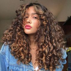 Long Curly Haircuts, Curly Color, Highlights Curly, Dyed Curly Hair, Natural Curly Hair Cuts, Curly Bangs, Colored Curly Hair