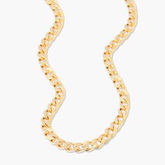 Surround yourself in elegance with the Ella Necklace. Crafted with a striking gold curb chain, this necklace is an effortless way to add glamour to your look. Feel beautiful and confident with this timeless piece of jewelry. Dare to stand out. Available in 14k gold plated or rhodium plated brass Chain width: 1/4" 16" flat curb chain with 2" extender Lobster claw closure SKU: BYN1258 Gold-tone Cuban Link Necklace With Adjustable Chain, Classic Gold Plated Chain Necklace, Trendy Yellow Gold Curb Chain Necklace, Trendy Gold Plated Chain Necklace For Formal Events, Trendy Gold Plated Chain Necklace For Formal Occasions, Trendy Yellow Gold Chain Necklace For Formal Occasions, Chic Everyday Cuban Link Jewelry, Trendy Formal Yellow Gold Chain Necklace, Adjustable Gold Plated Chain Link Necklace