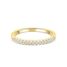 Classic Yellow Gold Half Eternity Stackable Rings, Classic Yellow Gold Stackable Rings With Half Eternity, Classic Yellow Gold Bands, Classic Yellow Gold Bands With Brilliant Cut, Classic Halo Eternity Band, Classic Halo Round Eternity Band, Classic Stackable Eternity Band For Promise, Classic Halo Round Band Eternity Ring, Yellow Gold Half Eternity Band