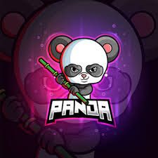 a panda bear holding a baseball bat with the word panda on it