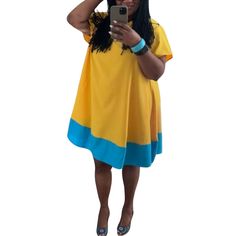 Beautiful Bright Colorblock Swing Dress With Short Sleeves And High Round Necks Beautiful Yellow And Blue Coloring. Loose Fit For Comfort. Bright And Breezy For Summer Vacation Or A Beach Outing 2x Bust 56” Length 39” 3x Bust 58.5” Length 40” This Item Has Automatic $5.95 Shipping, So You’ll Get The Discount Even If You Make An Offer Or Counter Offers. All Items Over $10 In My Closet Have A Shipping Discount Free Shipping Offers Sent On Bundles Of 2+ Items ($35 Minimum) Colorblock Mini Swing Blu Yellow Shift Dress For Vacation, Yellow Summer Dresses With Patchwork, Yellow Patchwork Summer Dresses, Yellow Patchwork Dress For Beach, Yellow Patchwork Dress For The Beach, Yellow Patchwork Beach Dress, Casual Short Sleeve Color Block Dress, Casual Knee-length Color Block Mini Dress, Yellow Shift Mini Dress