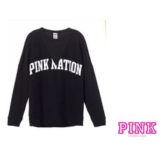 Questions? Leave A Comment Below! Victoria's Secret Sporty Tops For Fall, Victoria's Secret Crew Neck Top With Letter Print, Sporty Black Victoria's Secret Top, Victoria's Secret Black Sporty Tops, Leave A Comment, Secret Pink, Victoria’s Secret, Scoop Neck, Victoria's Secret