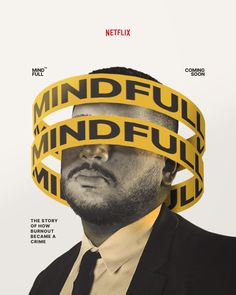 a man in a suit and tie with the words mindful mindful on his head