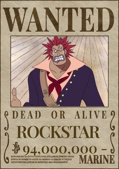 a wanted poster for a rock star from the animated movie,'dead or alive rockstar '