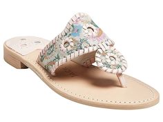 Jack Rogers Jacks Brocade Flat Sandal - Women's Shoes : Brocade/Blush : Look stunning sporting the Jack Rogers Jacks Brocade Flat Sandals. This pair comes with an open toe construction. Fabric upper. Leather lining. Leather footbed. Slip-on closure. Round toe design. Rubber outsole. Made in Brazil. Measurements: heel height: 0.98 / toe 0.629; platform height: 0.984252 / toe 0.629; Weight: 8.0 oz. Weight of footwear is based on a single item, not a pair. Flip Flops Style, Leather Thong Sandals, Leather Sandals Flat, Leather Sandals Women, Palm Beach Sandals, Jack Rogers, Thong Sandals, Flip Flop, Flat Sandals