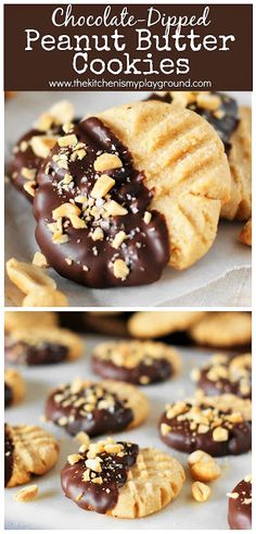 chocolate dipped peanut butter cookies on a plate