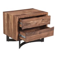 two drawers are stacked on top of each other in this modern style wooden side table