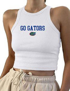 University of Florida inspired cropped tank. Comes in white. Cropped Tube Top, Crop Tank, Tube Top, Womens Clothing Tops, Art Collection, Bathing Beauties