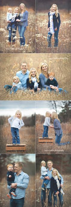 the family is posing for pictures together in their natural surroundings, and it looks like they are