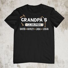 a black t - shirt with the words grandpa's helpers on it