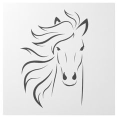 a horse's head is shown in black and white, on a white background