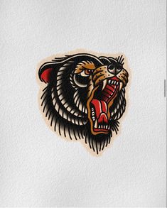 an image of a tiger head on the side of a white paper sheet with red and black stripes