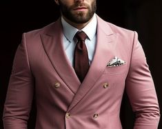 Elegant Light Pink Double Breasted Suit for Men Premium Men's Wedding Suit Tailored Fit, the Rising Sun Store, Vardo - Etsy Sweden Suit For Men, The Rising Sun, Wedding Suit, Wedding Suits Men, Rising Sun, Tailored Suits, Formal Style, Double Breasted Suit, Wedding Men