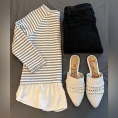 Loft Black And White Sweater. Only Worn Once! Incredible Condition. Looks Brand New. Flowy Look. Fits Size: S And Xs Sweaters Striped, Black And White Sweater, White Sweater, Striped Sweater, White Sweaters, Stripe Sweater, Colorful Sweaters, Black Red, Red White