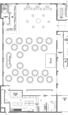 the floor plan for a restaurant with tables and chairs