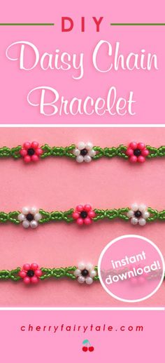 the diy daisy chain bracelet is shown with text overlay